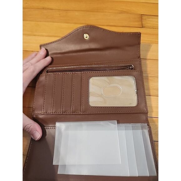 Julia Buxton Heiress Leather Card Holder Wallet Brown/ Mahogony - Picture 5 of 6